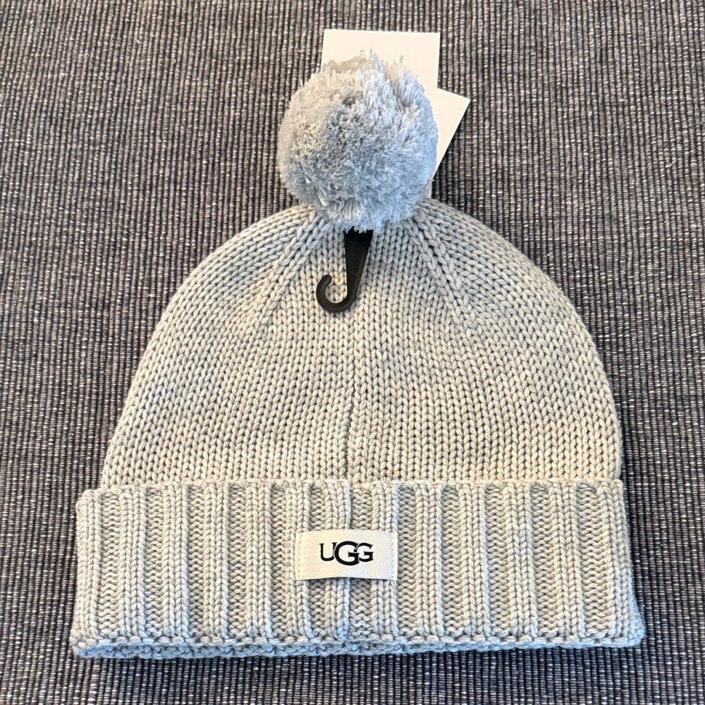 UGG Gray Knit Pom-Pom Beanie